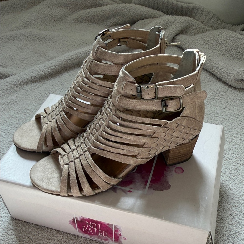 Buckle Cream Strappy Heels